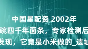 中国星配资 2002年古墓出土一碗四千年面条，专家检测后发现，它竟是小米做的_遗址_蔡林海_考古